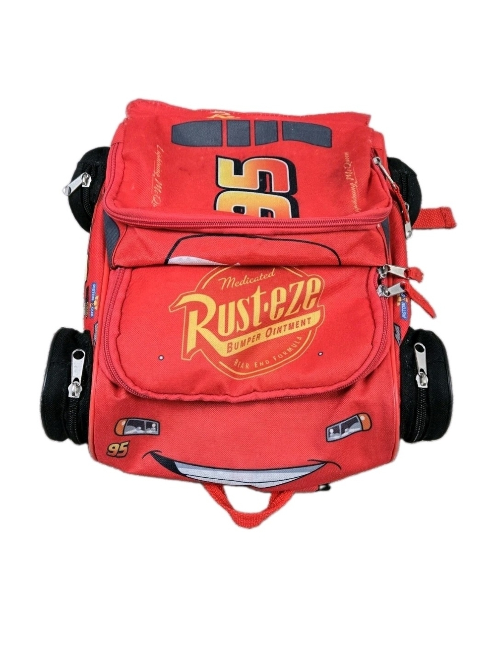Disney Parks Lightning McQueen 3D Backpack for Kids Pixar Cars Zip Tires